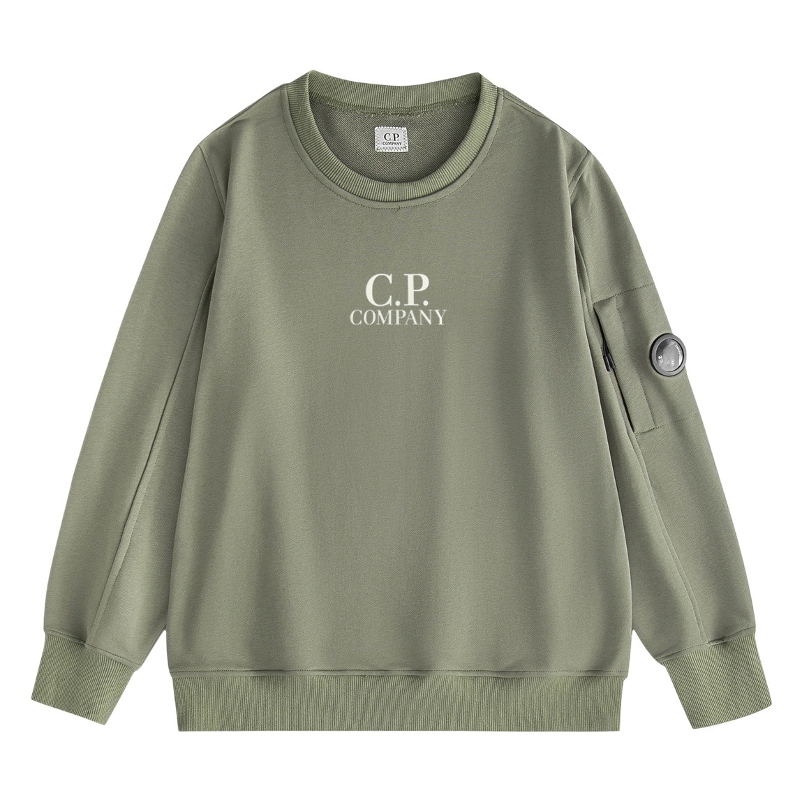 CP Logo lente funcional Pioneer pullover empresa europea y americana simple casual C.P cuello redondo suéter flojo