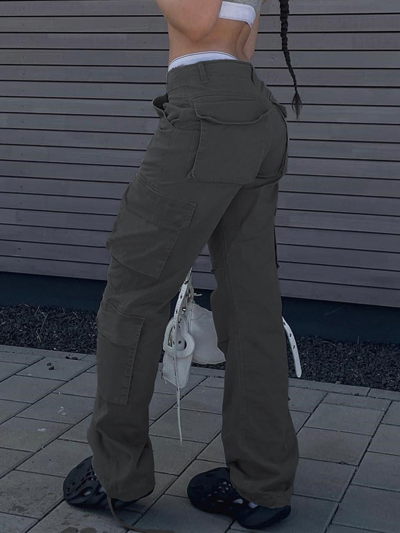 Vaqueros mujer tiro alto estilo workwear de pierna recta y ancha_voghion.com