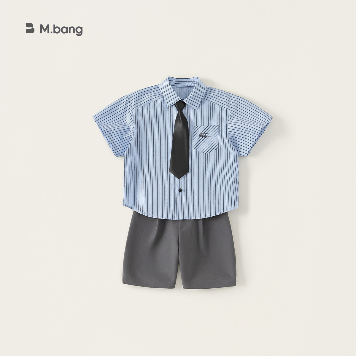 Youbao ropa para niños verano nuevo estilo traje de ropa para niños simple camisa a rayas casual pantalones cortos casuales de dos piezas