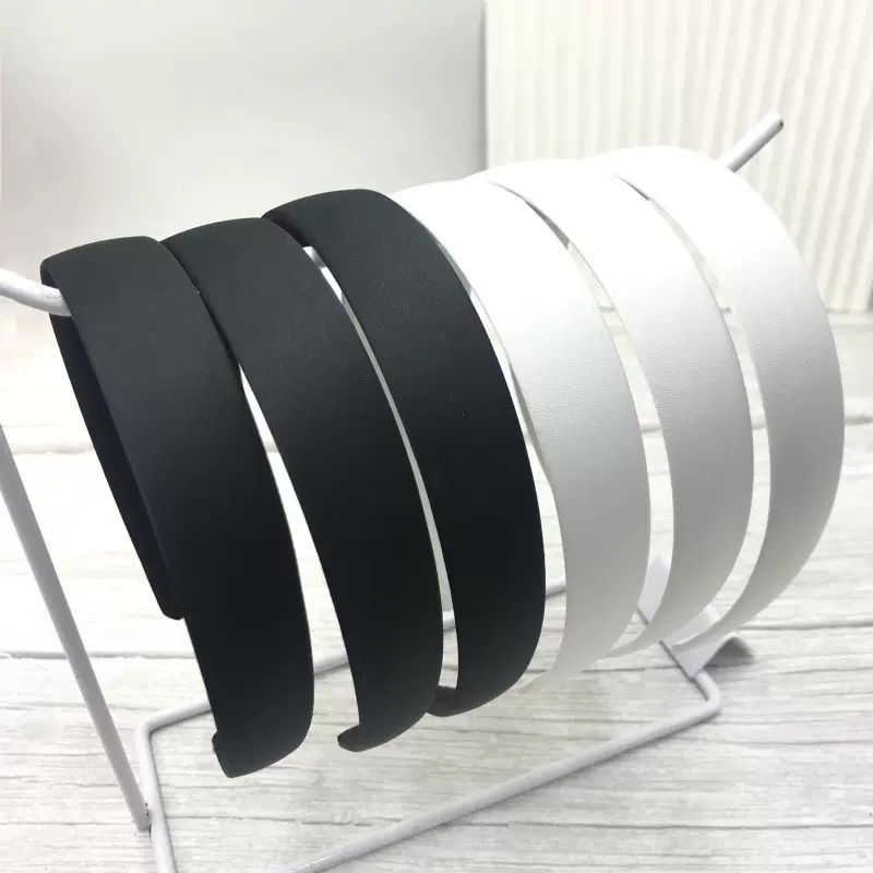 diy纯手工制作黑白两色头箍发饰2.5CM全包布发箍简约布艺头饰配件