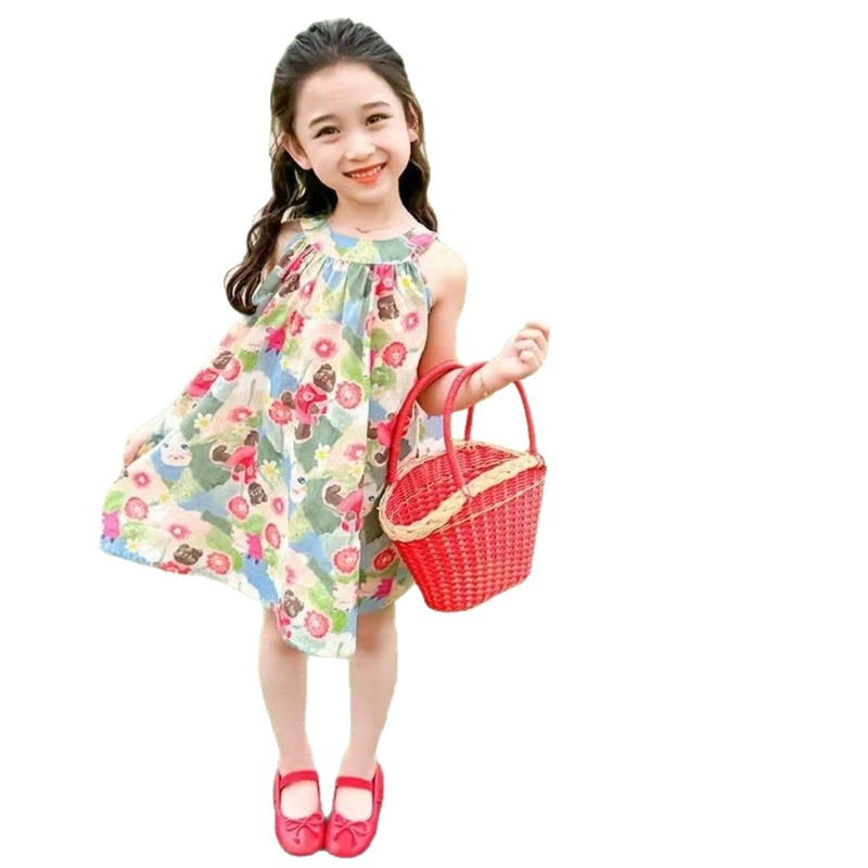 子供の花柄スカートモネガーデンドレス女の赤ちゃんファッショナブルなかわいいプリンセスドレス夏の大きな子供の女の子のドレス|undefined