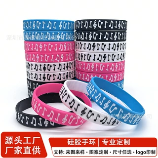 跨境music 音乐节活动音符硅胶腕带礼品动感旋律乐谱音乐手环定制