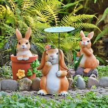卡通兔子摆件阳台青蛙花园花盆造景庭院装饰园林景观小品动物雕塑