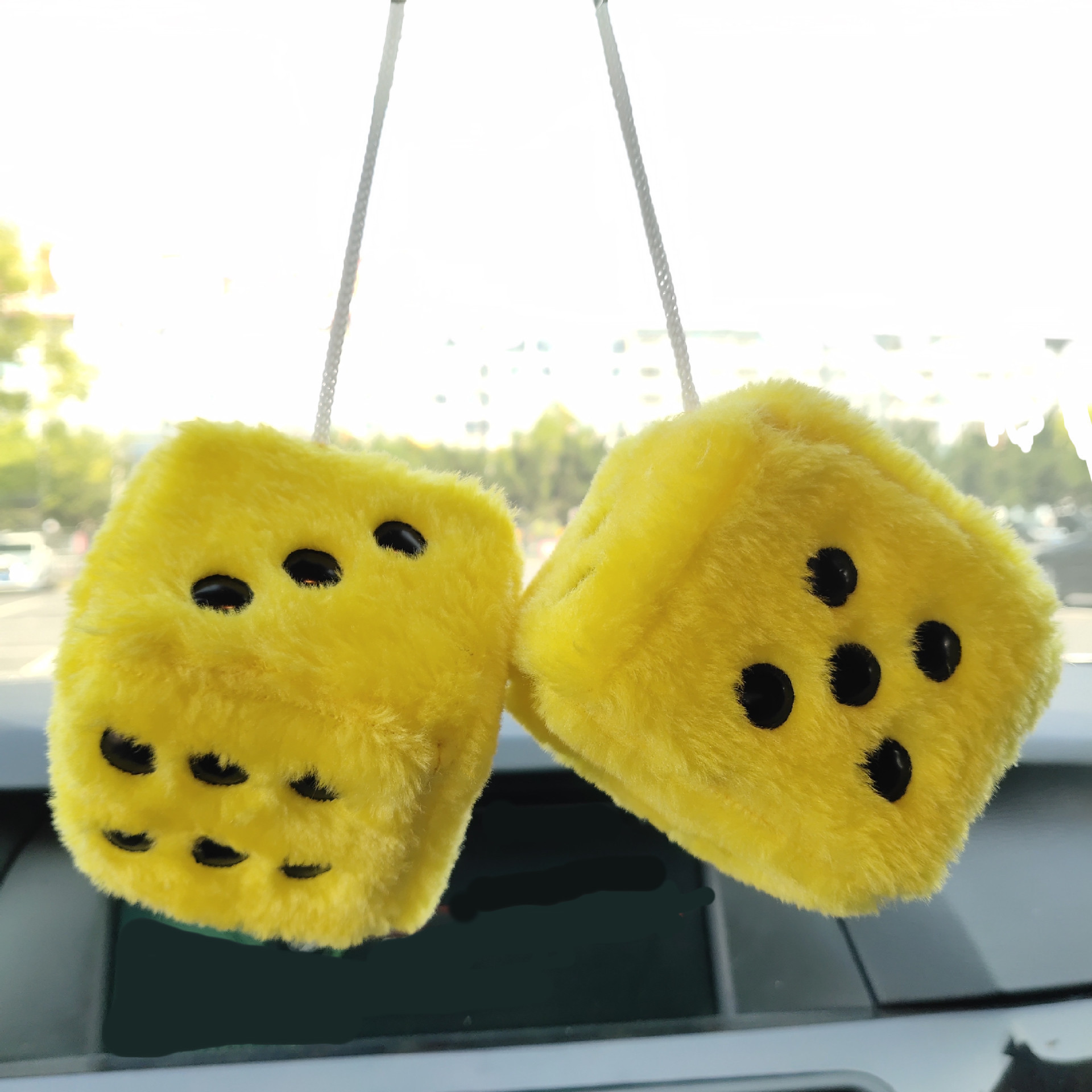 Aliexpress Amazon Wish Cross-Border Trade Plush Dice Car Pendant Dice Ornament Car Hanging Rearview Mirror Dropshipping