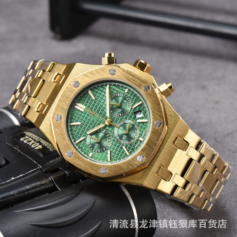 Popular Foreign Trade Model a Swiss High-End Six-Hand Men's Quartz Watch, Men's Full Steel Sports Watch, Micro-Business Supply