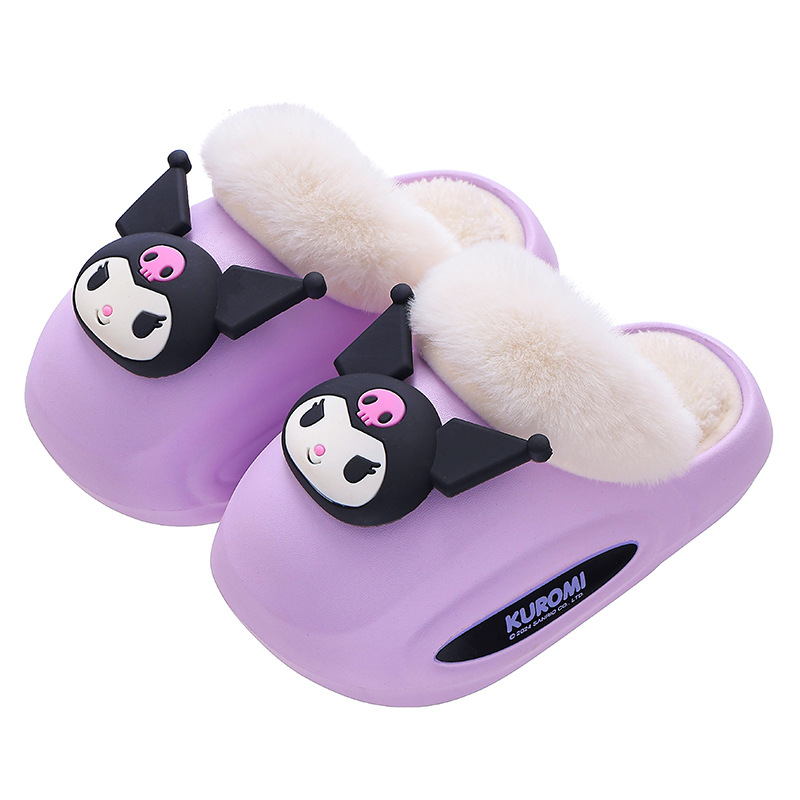 Zapatillas de algodón para niños de invierno para niños y niñas calientes de terciopelo para padres e hijos calientes EVA zapatillas de algodón de Koolomi