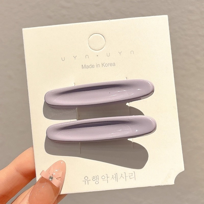 3 # 컬러 타원형 부러진 머리핀-보라색 쌍 약 5.2cm