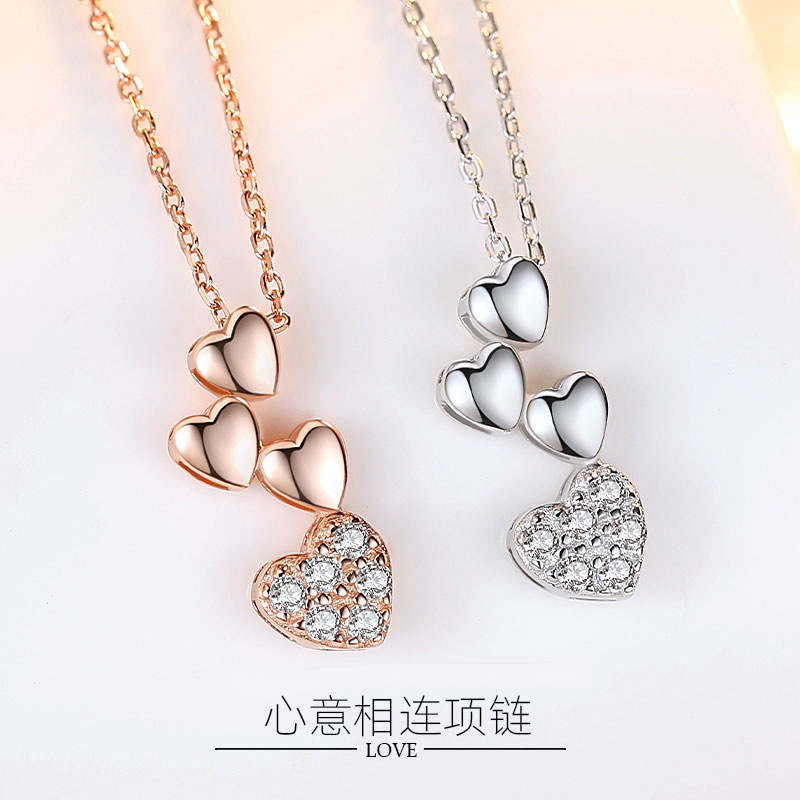 S925 plata esterlina Mori amor diamante COLLAR COLGANTE nicho diseño simple clavícula cadena femenina fábrica al por mayor