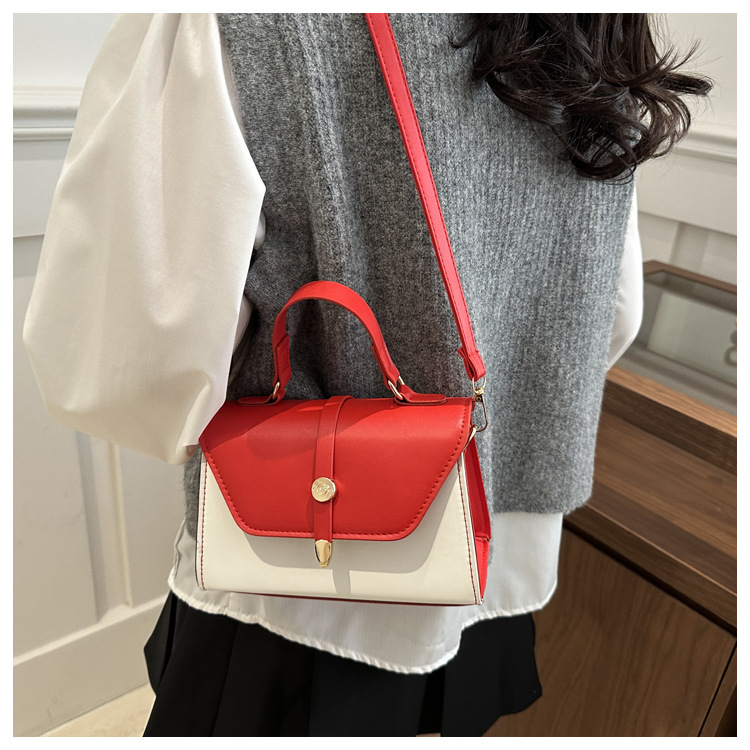 Women's Small Pu Leather Color Block Classic Style Square Magnetic Buckle Crossbody bag BAX display picture 22