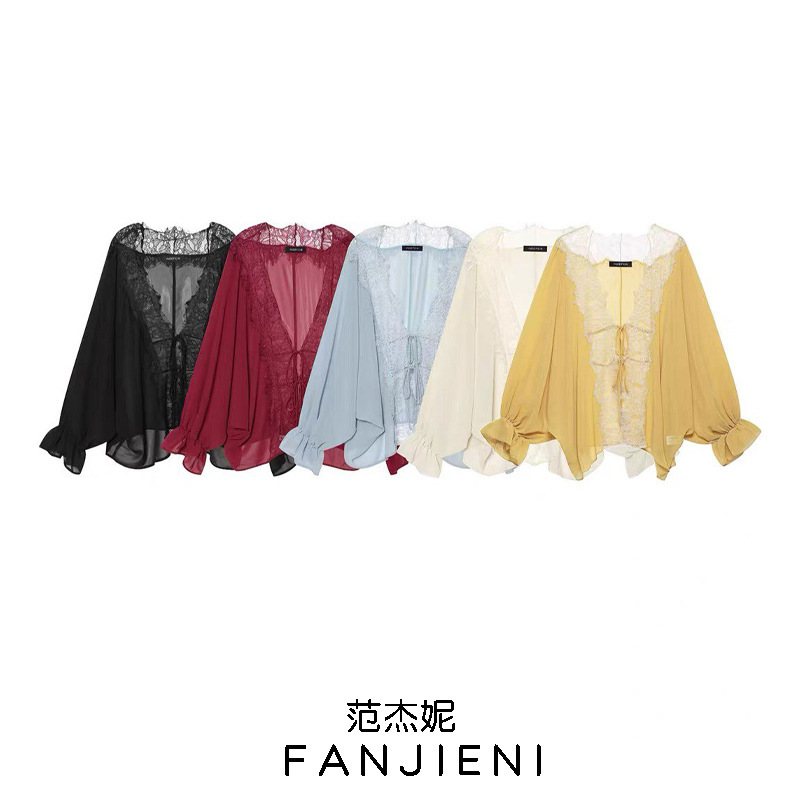 ZR Foreign Trade Wholesale European and American Style Women's Clothing Fashionable Versatile Lace-Up Shirt Top 9038832 ZR Foreign Trade Wholesale European and American Style Women's Clothing Fashionable Versatile Lace-Up Shirt Top 9038832