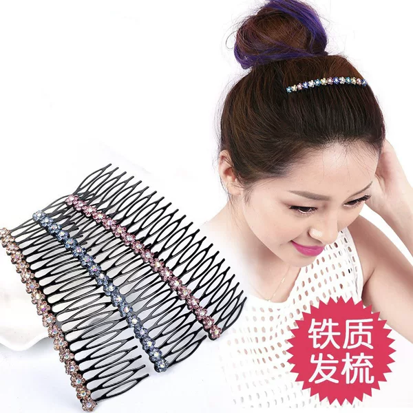 Crystal hair comb bangs comb inverted insert comb hair clip back head broken hair organizer South Korea hair accessories adult hairpin wholesale