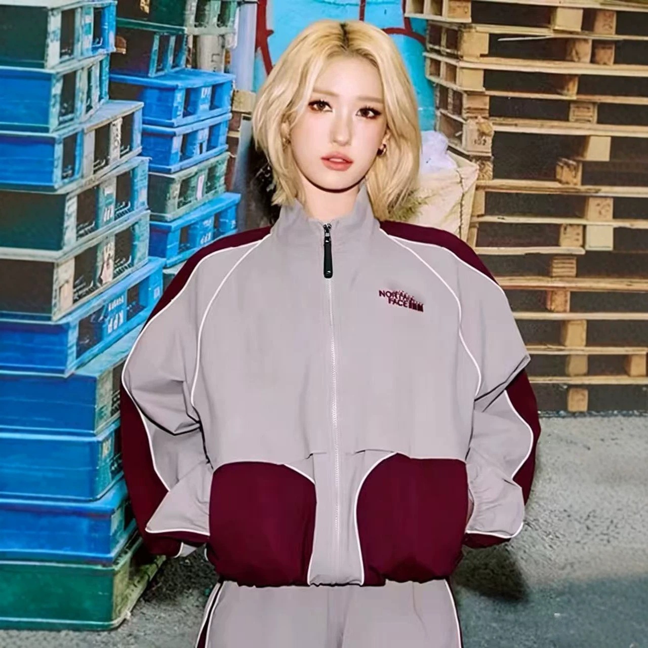 Spring and autumn cross-border foreign trade embroidered short jacket, loose-fitting north-style stand-up collar couple's windbreaker jacket