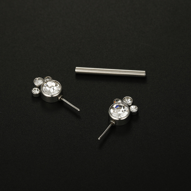 Women'S Gender Fashion Solid Color Stainless Steel Inlay Artificial Diamond Adhesive Nail 1 Piece