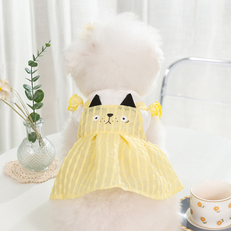 Primavera y verano perro tridimensional gato a cuadros vestido Teddy pequeño perro falda delgada transpirable perro mascota ropa