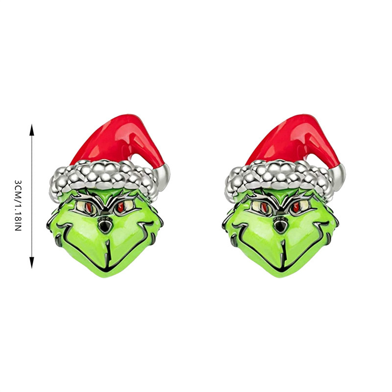 Moda europea y americana transfronteriza Navidad Grinch verde piel monstruo pendientes personalizados creativos en forma de mano joyería de estilo de fiesta