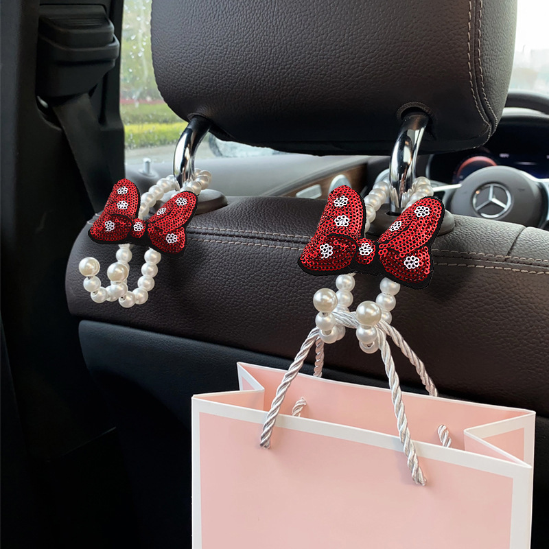 Gancho de lazo de perla para coche Gancho trasero del asiento delantero para coche Gancho pequeño multifuncional para coche
