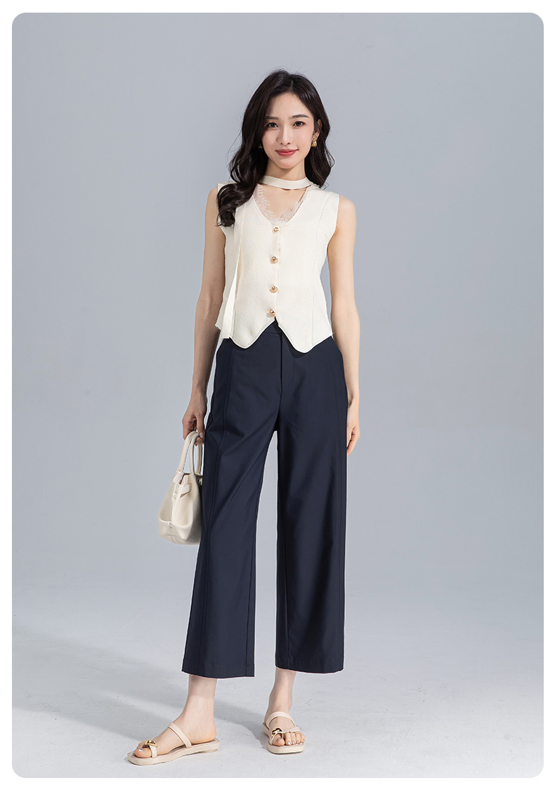 Quần culottes nữ ống rộng cạp cao vải modal co giãn dáng suông dài 9 phần — màu hồng chi tiết 27