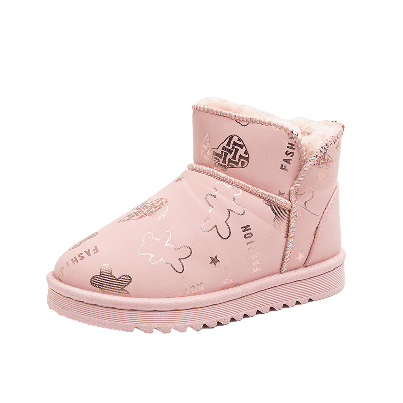 Botas de nieve de niñas 2024 nuevos niños de invierno más vello grueso botas de algodón caliente botas cortas de niñas zapatos de algodón de niños