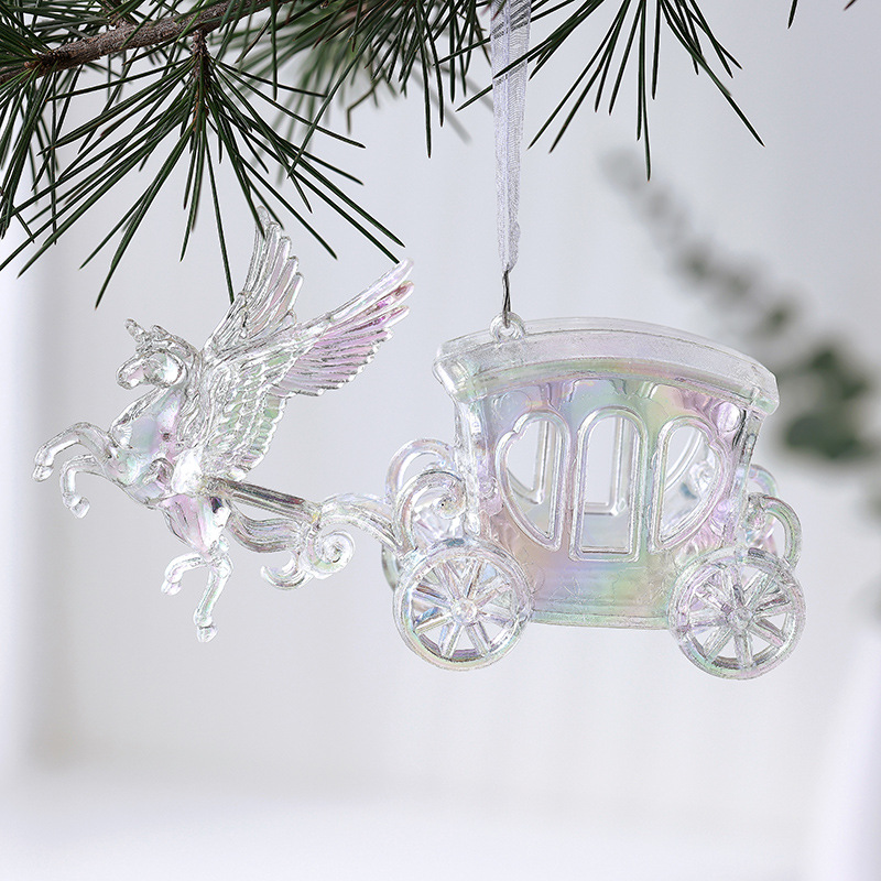 Nuevos productos transfronterizos transparentes y coloridos colgantes de Navidad campana carro acrílico colgantes de cristal decoración de Navidad