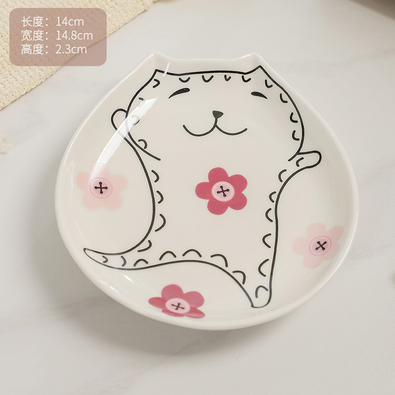クリエイティブな新しい中国風のセラミック焼き花手描き釉下カラーデザートプレートフルーツプレートサラダコールドディッシュナッツ食器|undefined