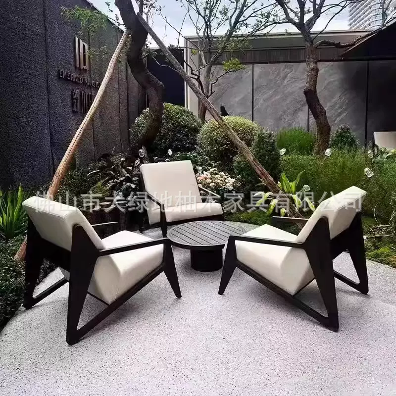 户外庭院柚木沙发酒店民宿休闲防水防晒茶几室外阳台防腐实木家具