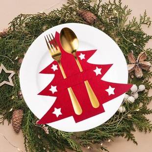 Cross-Border Felt Christmas Placemat Knife and Fork Cutlery Holder Cutlery Bag Party Table Kitchen Decoration Christmas Decoration
