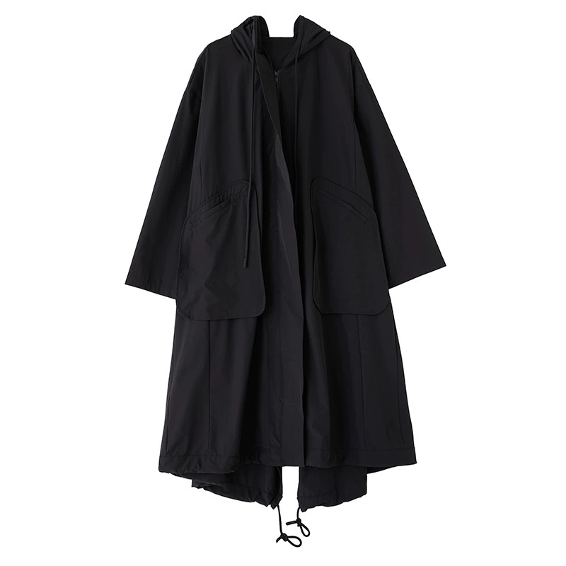 Autumn capacious hoody, trench coat, plus size