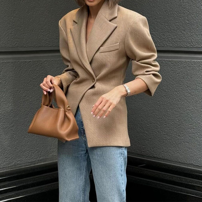 Autumn/Winter Women's Fashionable Solid Color Slim Professional Suit Jacket With Sophisticated Elegance_ecoleips.com