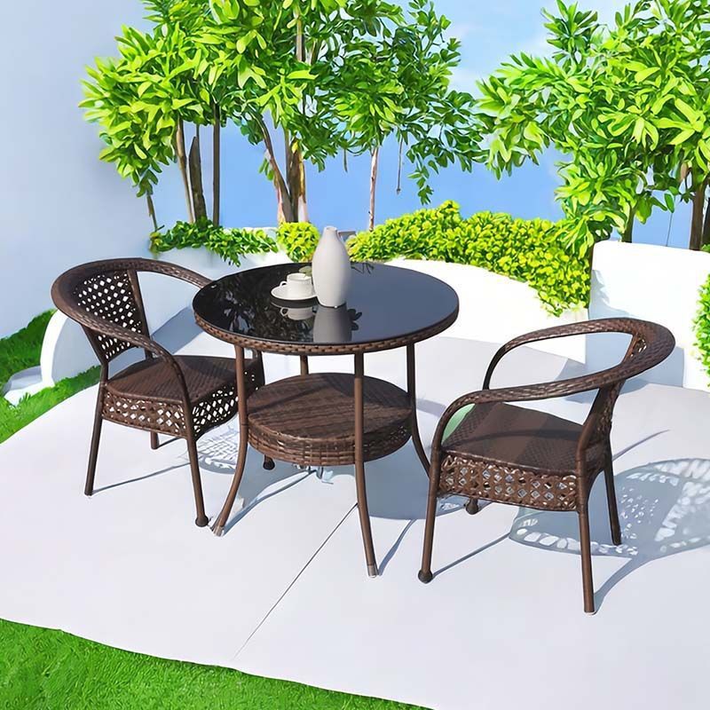 [2 chairs with cushions] + 70cm double-layer round table