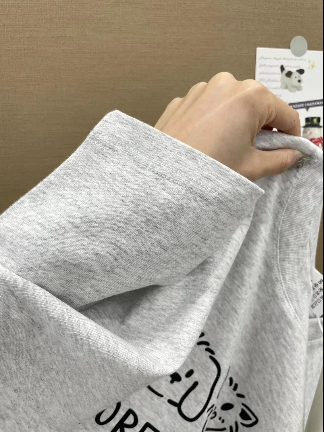 100% 純綿半袖tシャツ女性2024新個性かわいいプリントoversizeゆるい怠惰な学院風