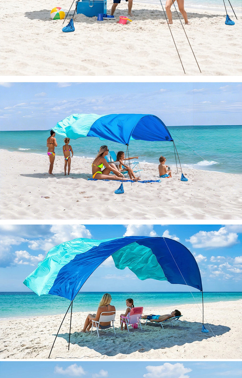 Cross-border seaside beach sunshade canopy for leisure vacations, waterproof, sun-proof, portable, wind-resistant outdoor camping tent
