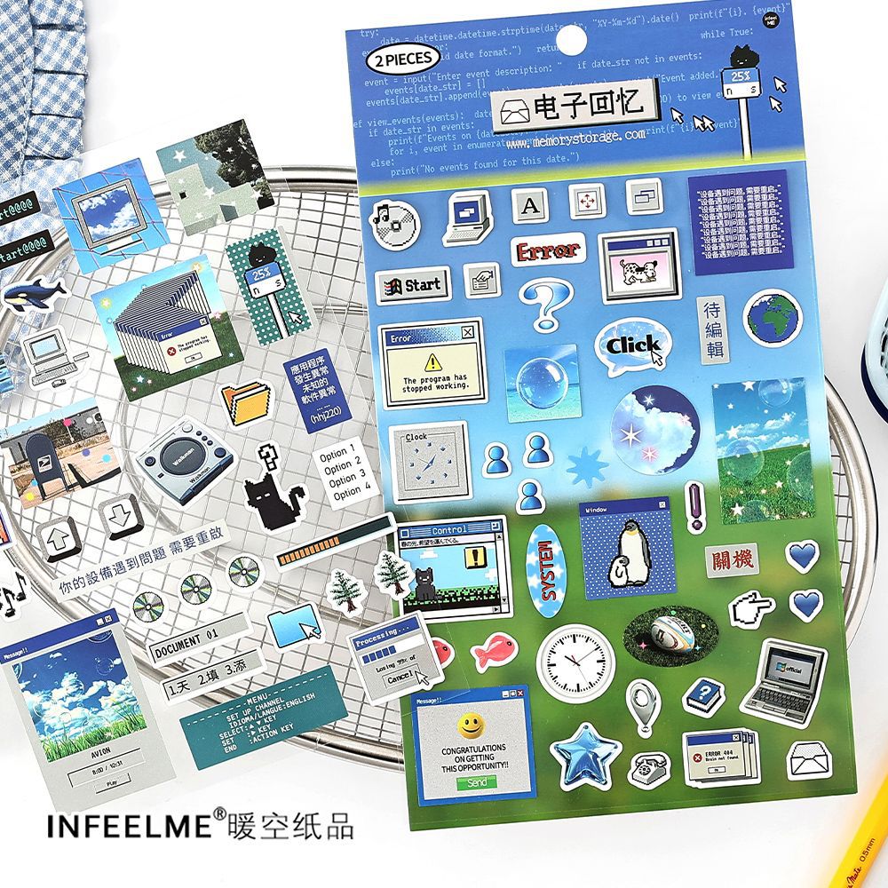 Infeel.Me Pegatinas autoadhesivas de papel sintético Serie de radio Four Seasons Comida japonesa Cuenta manual Decoración de tarjetas de bricolaje