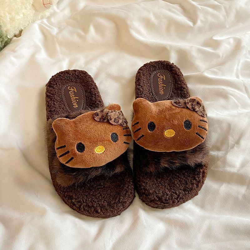 2025 nueva zapatillas de lana de leopardo para mujeres adorables otoño y invierno domésticos antideslizantes interiores supermercado al por mayor zapatillas de algodón para mujeres