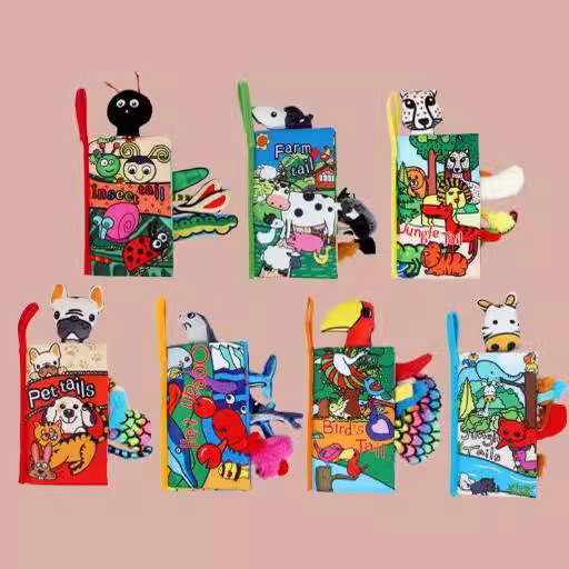 Three-dimensional tail cloth book for infant enlightenment education and early education. Tear-resistant baby cloth book