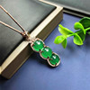 Manufacturer Gao Bing S925 Rose Gold Set Chrysoprase Green beans Pendant White Agate jade Pendant wholesale