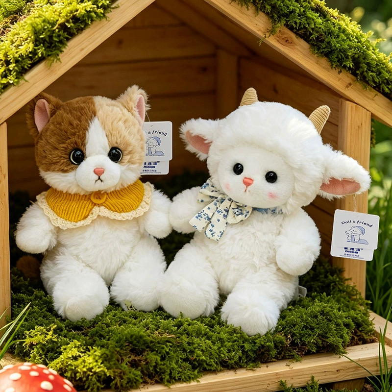 Мягкие овечка и котик игрушка-обнимашка