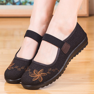 Old Beijing Cloth Shoes Women's Spring and Autumn Mother Shoes Comfortable Middle-aged and Elderly Women's Single Shoes Lightweight Soft Bottom Embroidered Elderly Milk Shoes