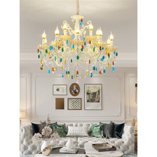 欧式水晶吊灯客厅别墅酒店白色浪漫餐厅蜡烛灯新款温馨彩色卧室灯