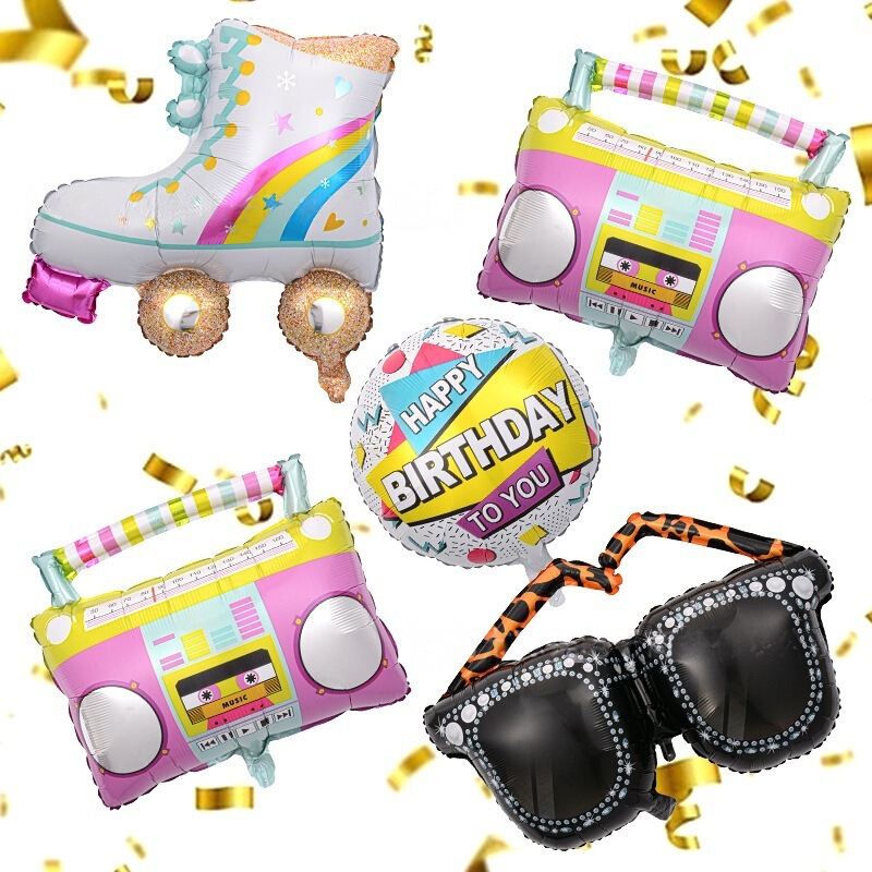 Radio balloon 90 s nostalgic wind decoration aluminum foil skates balloon roller skates sunglasses balloon aluminum film
