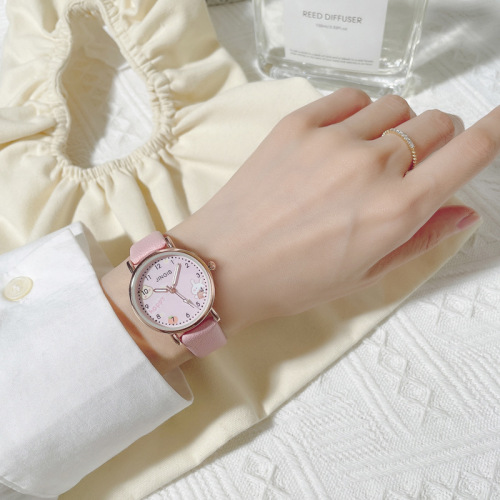 New Cute Cartoon Children's Watch, Adorable Fresh and Clean Dial Student Girls Watch, College Style