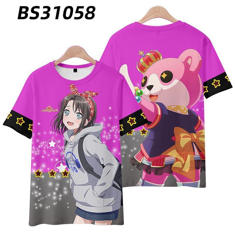 Bang Dream! Clothing String Roll Heart Summer Round Neck Short Sleeve Women's Dream Hello Happy World Anime T-Shirt Men's
