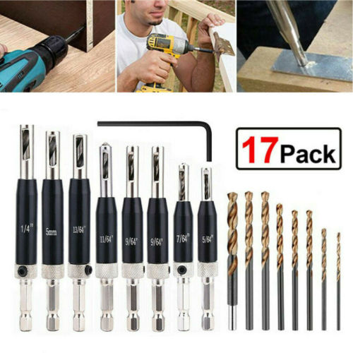 Cross-border new door and window hinge hinge hole opener woodworking drill bit set positioning special-shaped drilling black hinge drill