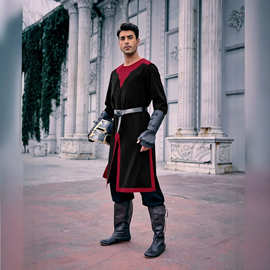 中世纪复古骑士服cosplay舞台演出服 万圣节文艺复兴拼色长袍男