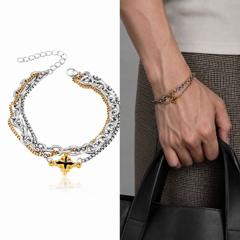 Cross-border lava cross men's bracelet, simple and stylish niche design bracelet, women's light luxury high-end accessory