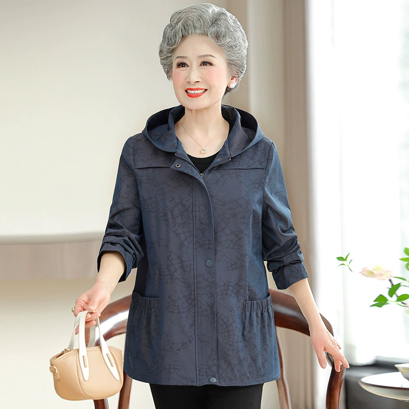 Пожилые весенние платья бабушки пальто ветровки короткие длинные рукава мамы весенние и осенние топы иностранные старушки одежда