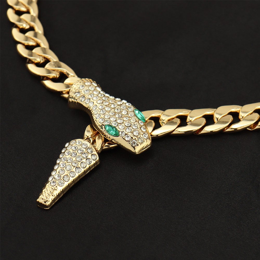 55g Weight Rhinestones Inlay Material Bracelets, Necklace Classification Street Occasion Alloy, Iron Material Snake Pattern Unisex Gender Hip-Hop, Punk Style Hip-Hop Punk Snake Alloy Iron Rhinestones Unisex Bracelets Necklace 5