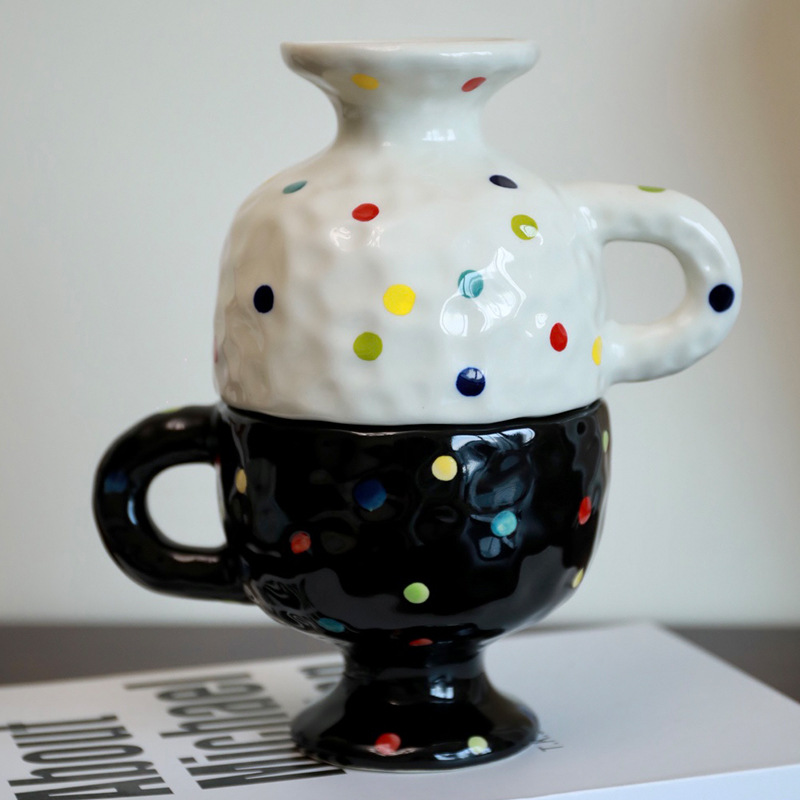 Taza creativa de cerámica simple personalizada, pellizco a mano, pareja irregular, taza para beber, taza de té, taza de café alta