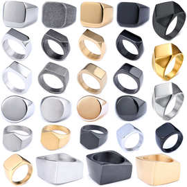 简约跨境北欧热销复古圆形方形不规则光面戒指不生锈时尚饰品批发