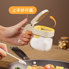 キッチン調味料箱創意ハンドルカバー防湿調味料箱透明ガラススプーン調味料缶鶏精調味料瓶
