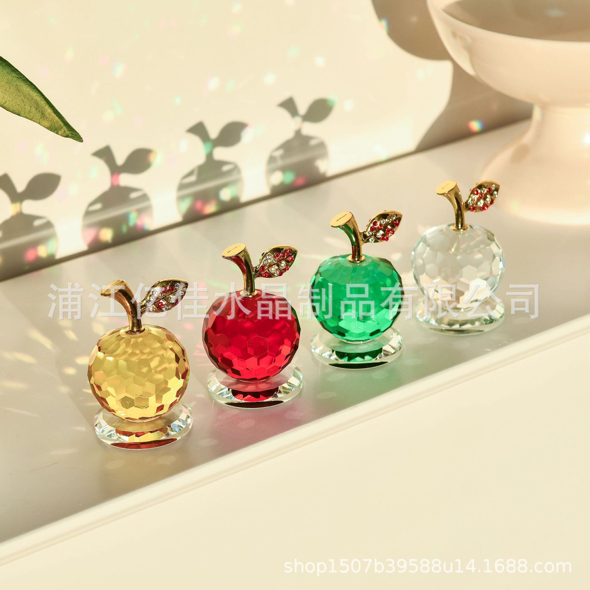 Transfronterizo Amazon cristal manzana decoración de Nochebuena Navidad artesanía de cristal colorido recuerdos de regalo decoración
